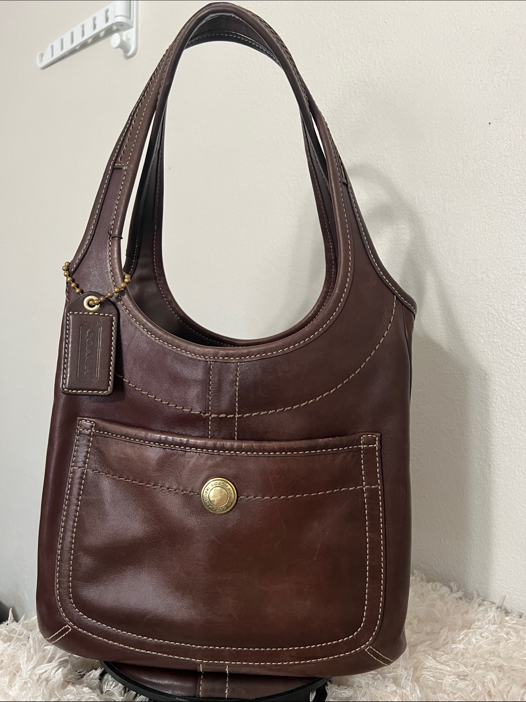 Coach Ergo Legacy Dark Brown Shoulder Bag With Brass Accent